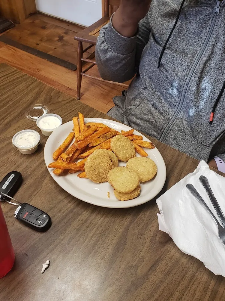 Fried Green Tomatoes and Sweet Potato Fries